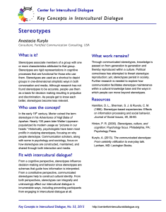 Key Concepts in Intercultural Dialogue 55: Stereotypes