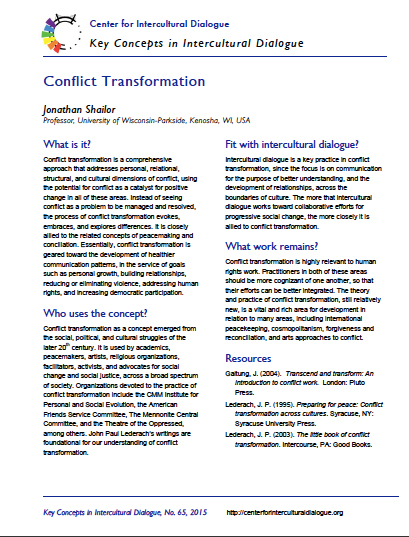 Key Concept #65: Conflict Transformation by Jonathan Shailor