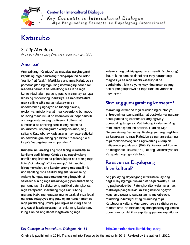 Key Concept #31: Indigenous Translated into Tagalog – Center for ...