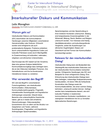 KC11 Intercultural Discourse and Communication translated into German