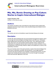 Intercultural Dialogue Exercise #3 by Sangita Shresthova