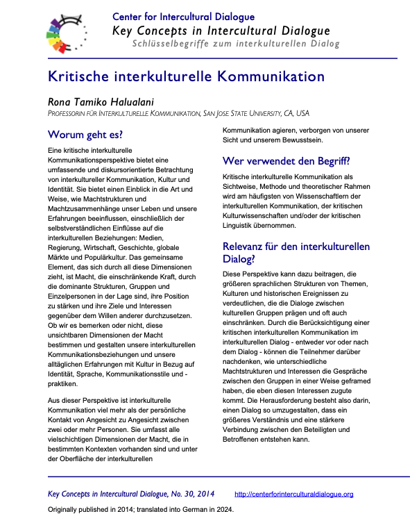 KC30 Critical Intercultural Communication in German