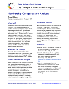 Key Concept 111: Membership Categorization Analysis